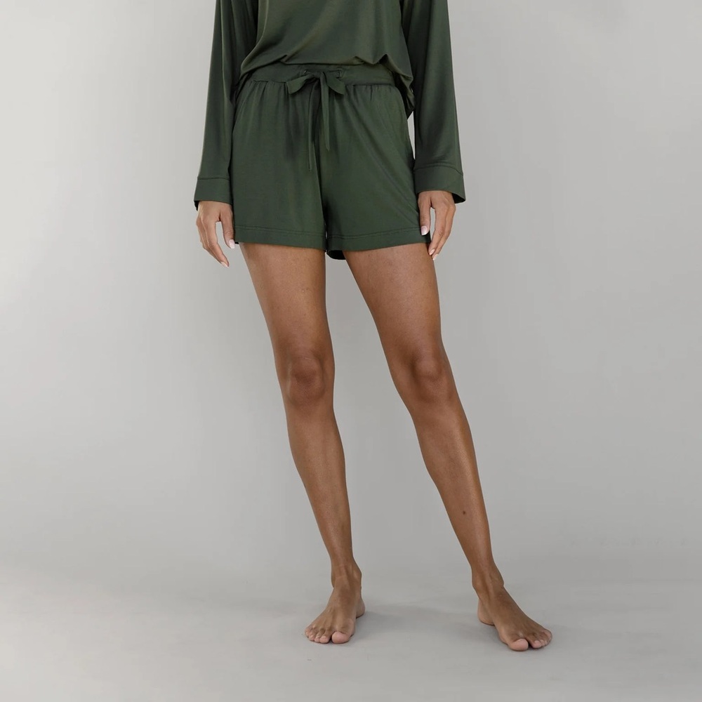 Green & Black Relaxed Fit Pajama Shorts with Elastic Waistband